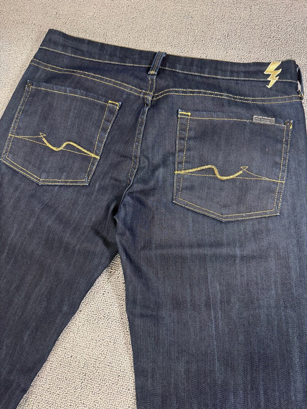 Seven7 Men's Y2K Jeans 30x29 Dark Wash Embroidered logo